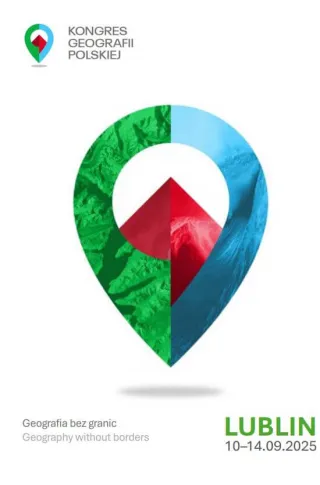 Powiększ obraz: Grafika - napis Kongres Geografii Polskiej, Geografia bez granic, Geography without borders, Lublin 10-14.09.2025