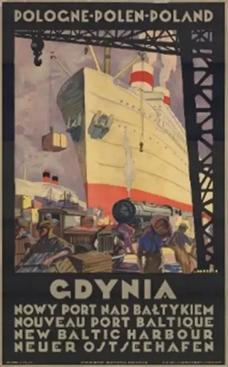 Powiększ obraz: Plakat promujący gdyński port, autorstwa Stefana Norblina