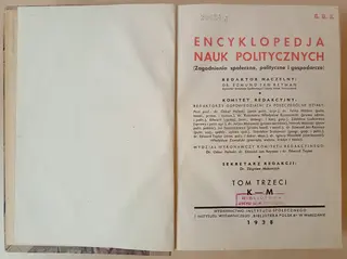 Powiększ obraz: Strona tytułowa Encyklopedji nauk politycznych